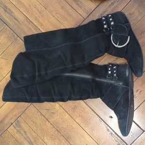 Black suede boots
